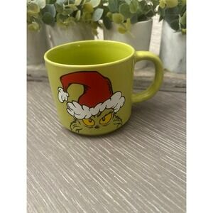 Dr Seuss The Grinch Santa Hat Yellow Ceramic Mug Christmas Holiday Cup Whovilles